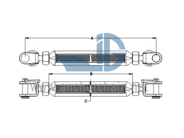 Turnbuckle Artus Type Cum Nut Jaw Jaw SS304 VEL SS316