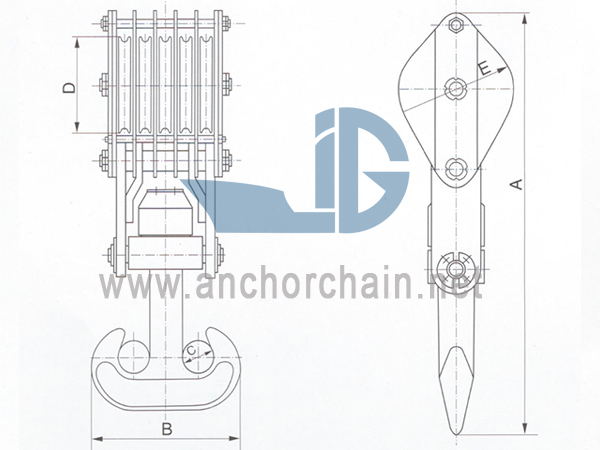 ZHC Series 5 Sheave Wire Funis Clausus pro Navis Twin hamo